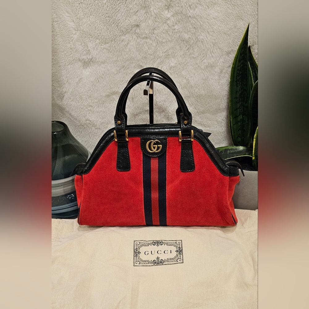 Gucci GG Medium Suede Re(Belle) Top Handle Bag